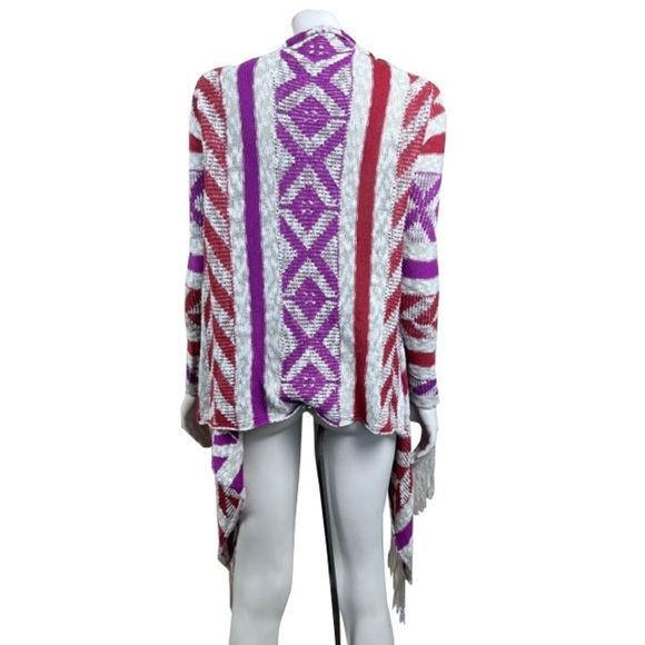 American Rag‎ Cie Aztec Print Open Fringed Cardigan - Picture 3 of 6